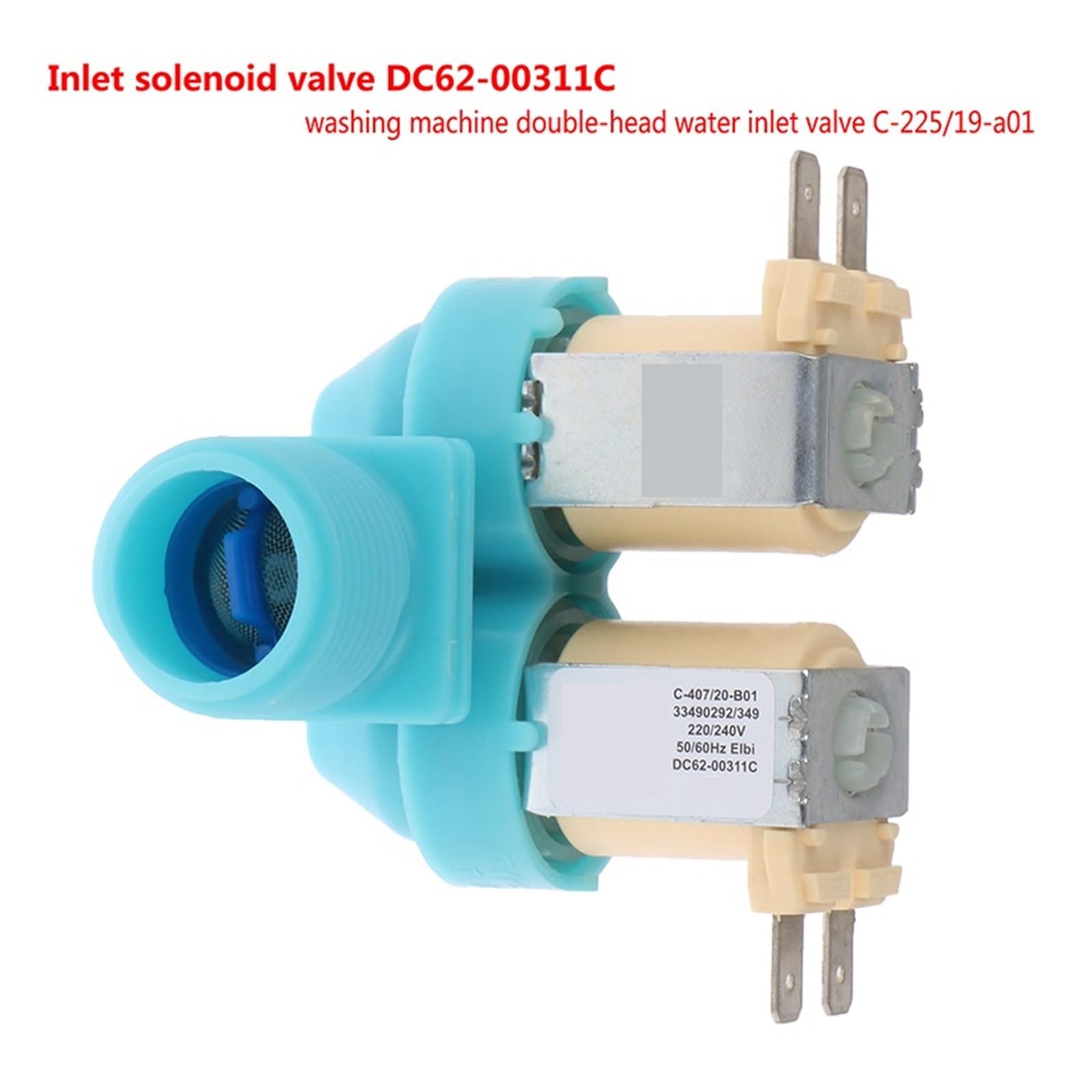 C-225/19-A01 DC62-00311C Pieza De Repuesto For Lavadora De Válvula Solenoide De Entrada De Agua De Doble Cabezal