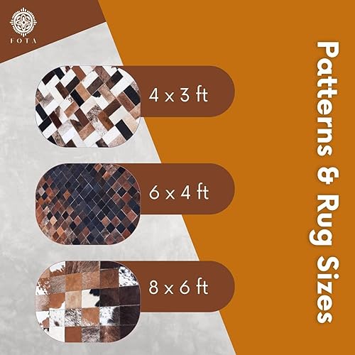 Miniatura 8 de FOTA Alfombra de piel de vaca 100% auténtica, retazos, piel de vaca, pelo suave, gamuza, patrón natural real, piel de vaca, decoración rústica de