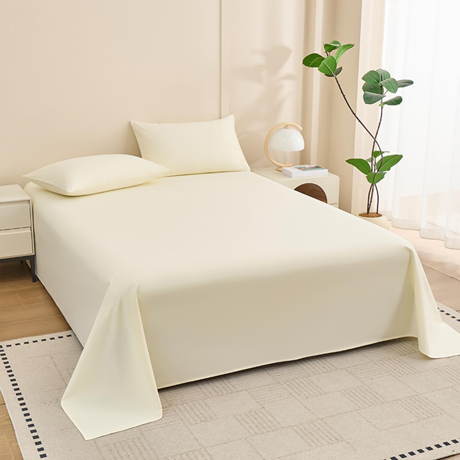 Bettlaken 200x240cm Hellrosa | Baumwolle,Einfarbig,Bettlaken für Doppelbetten,mit 2 x Baumwolle Kissenbezug von 50 x 75 cm,Ganzjahres,Weich & atmungsaktiv