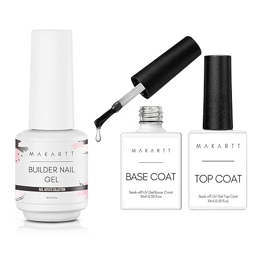 Makartt Kit de capa superior y base de gel que no se limpia, paquete de 2 unidades, gel de uñas de 0.5 fl oz, multifuncional, transparente, esmalte