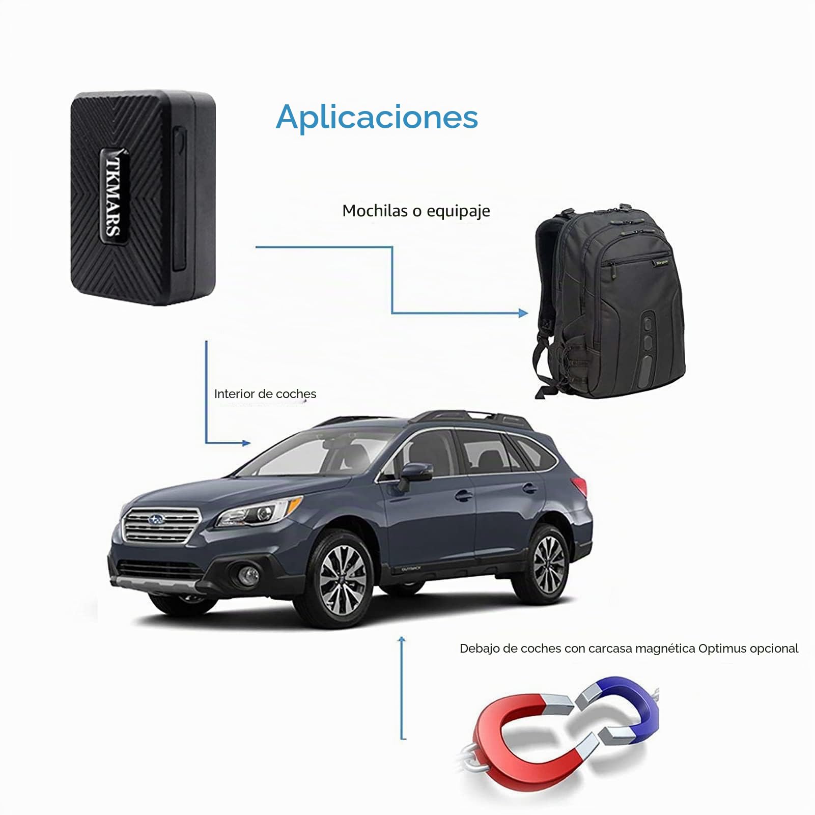 TKMARS 4G Localizador GPS para Coche Mini Rastreador GPS Alarmas Múltiples Antirrobo Puede ser Utilizado en Coche,Anciano,Niños,Mascota,Impermeable,Electric - Fence Sin Suscripción Magnético