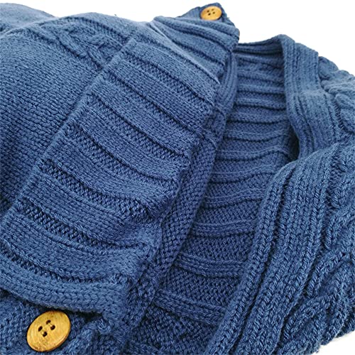 Image of XMWEALTHY Newborn Baby Wrap Swaddle Blanket Knit Wrap Blanket Bag Receiving Blankets Stroller Wrap for Baby Blue 0-6 Month