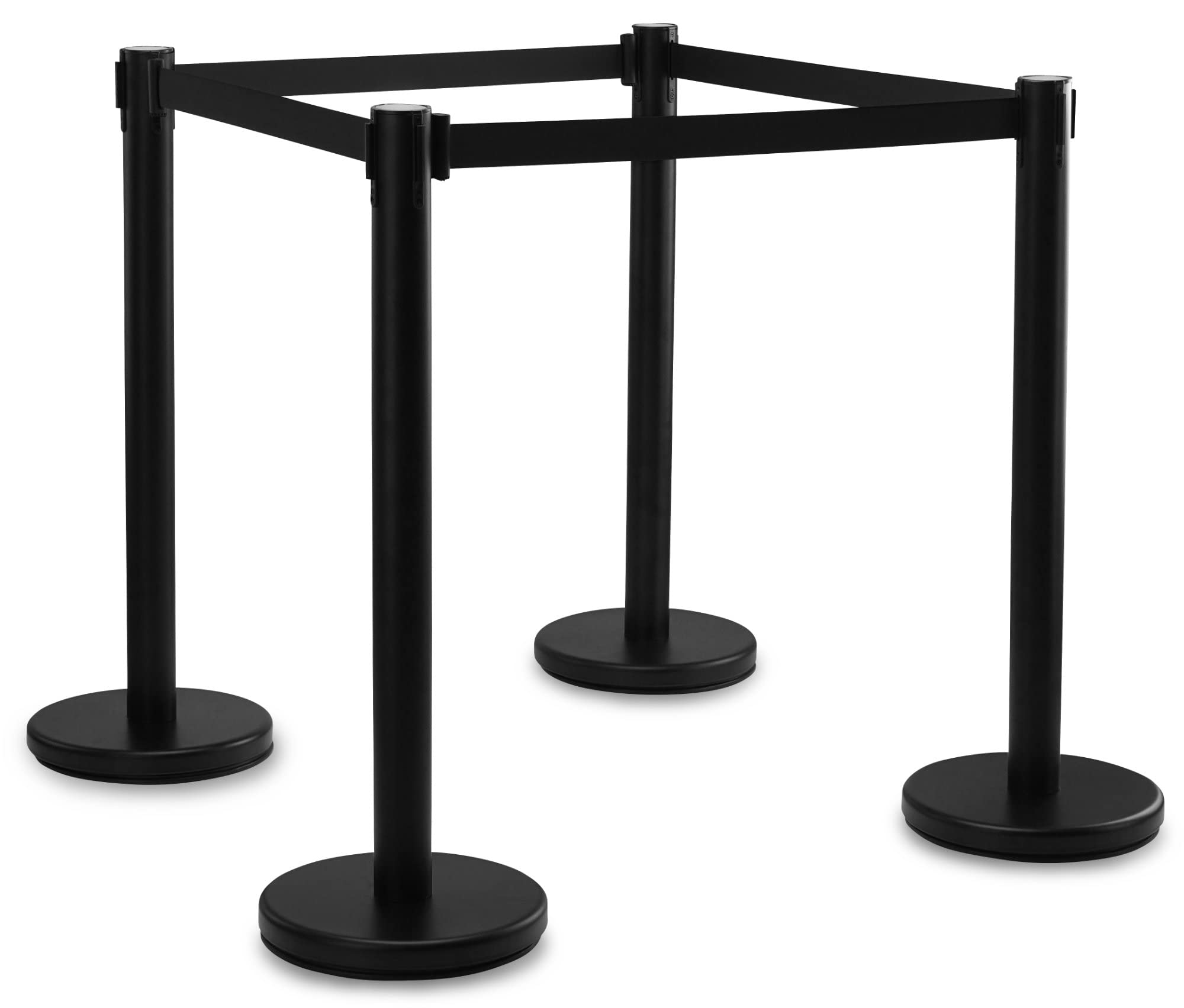 Stagecaptain PLS-200 BKB Absperrständer Personenleitsystem 2 Paar - 4 Stück Absperrpfosten - für Hotel, Ausstellung, Flughafen, Vip, roter Teppich - schwarzes Absperrband - Schwarz