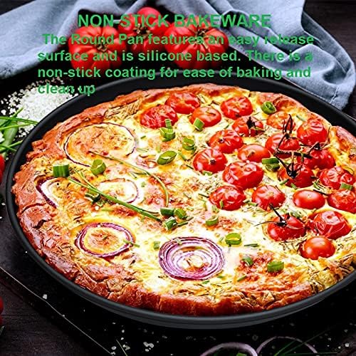 ARUP Round Pizza Pan Non-Stick Baking Tray Plate Pizza Tray Pizza Baking Tool for Microwave Oven Baking Tray Round Teflon Coated Carbon Steel 3