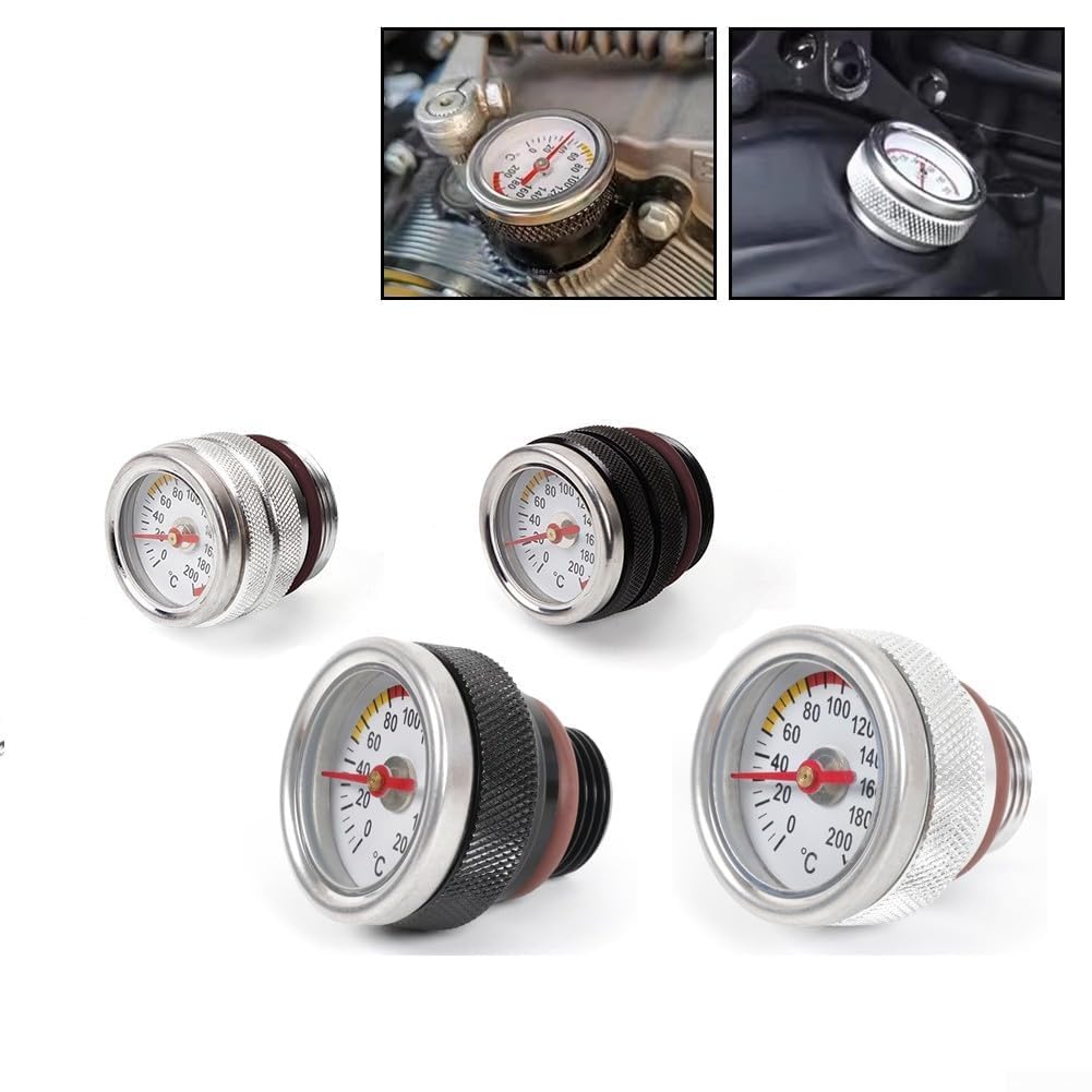 Compteur de température d'huile de moto avec dimensions standard du fil M30 x 1 5 et M20 1 5, alliage d'aluminium pour une surveillance fiable de la température du moteur (argent M20 x 1,5)