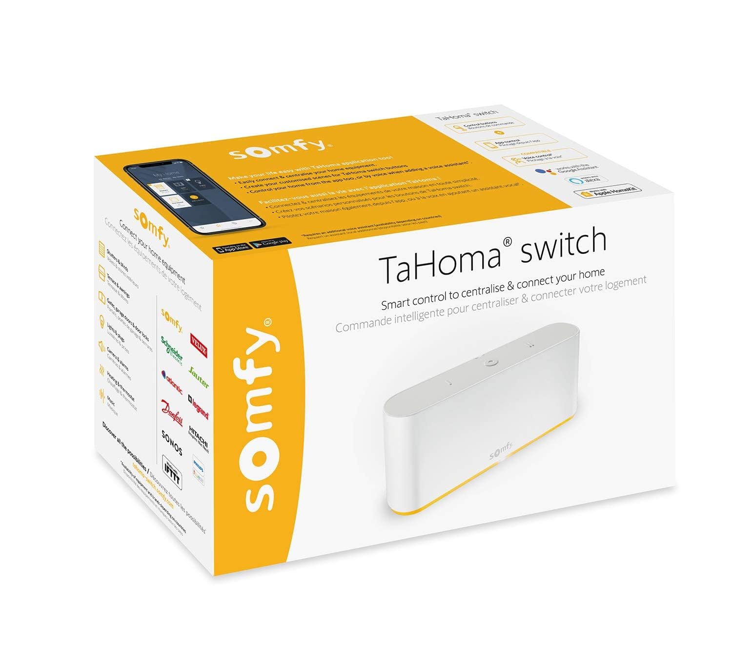 Somfy - Box domotique Tahoma Switch | Centralise et Pilote Vos Volets roulants et équipements connectés | Contrôle à Distance Via l'application ou Un Assistant Vocal | Compatible IO, RTS & Zigbee