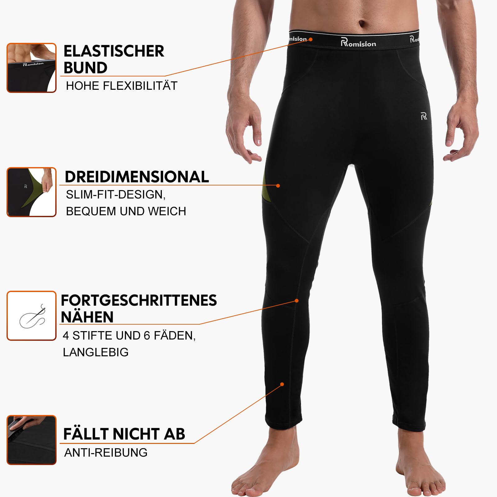 romision Thermounterwäsche Herren Atmungsaktiv Thermoaktiv Funktionsunterwäsche Innenfleece Skiunterwäsche Weich Thermo Unterwäsche Set