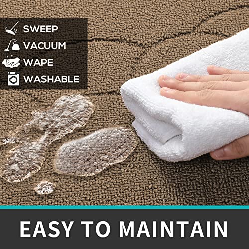 Dexi 2 Pack Kitchen Rugs Mats, Low Profile Inddoor Door Mat, Machine Washable Kitchen Rugs Set, 20"X32"+20"X32", Beige #TOP5