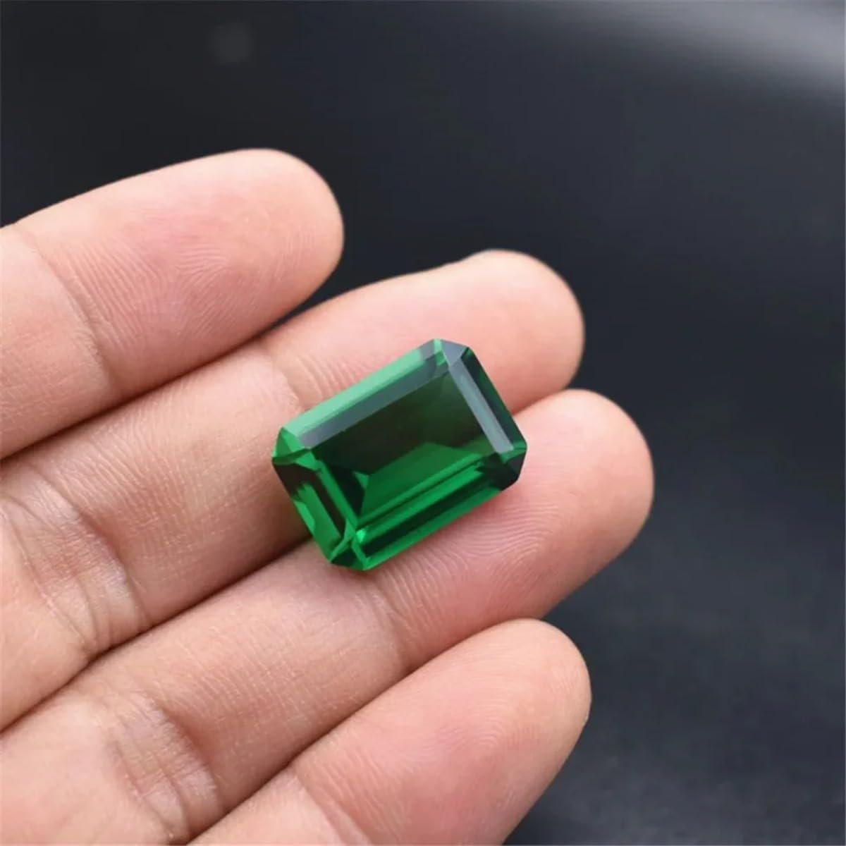 Emerald Cut Vivid Green Emerald Gem Rectangle Faceted Gemstone