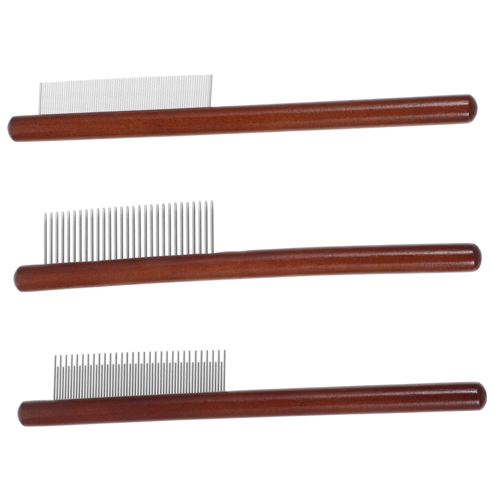 Abaodam 3Pcs Dog Comb with Wooden Handle Pet Grooming Tool for Tangle Removal and Tear for Dogs and Cats