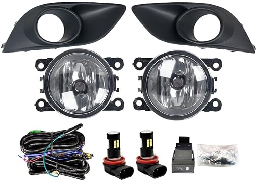 Front Bumper Fog Light with Bezel Driver Passenger Side, Front Bumper LED Fog Lamp Assembly, 2011-2017 Compatible with Suzuki Swift, White Light