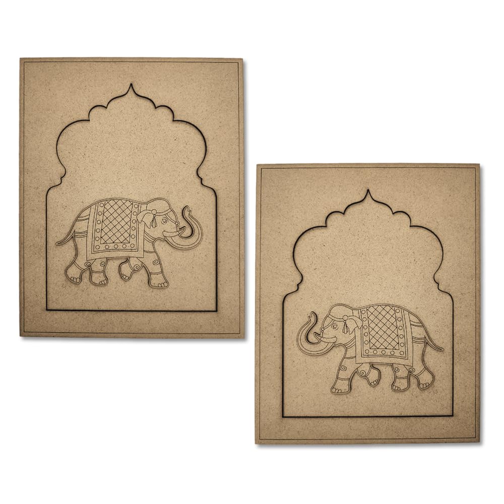 DIY Craft Both Side Faced Pichwai Elephant Cutout Engraved Design & Base Plates-image-45
