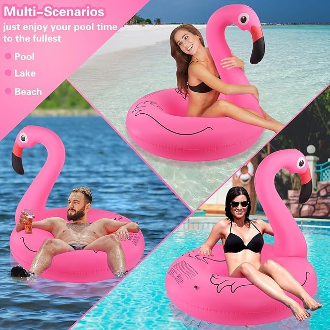 Veemok Flamingo Inflatable Pool Float – Fun Swim Ring for Kids | Adults | Large Beach | Water Floatie for Swimming, Lounging, Pool Parties, and Summer Fun (Pack-1) 3