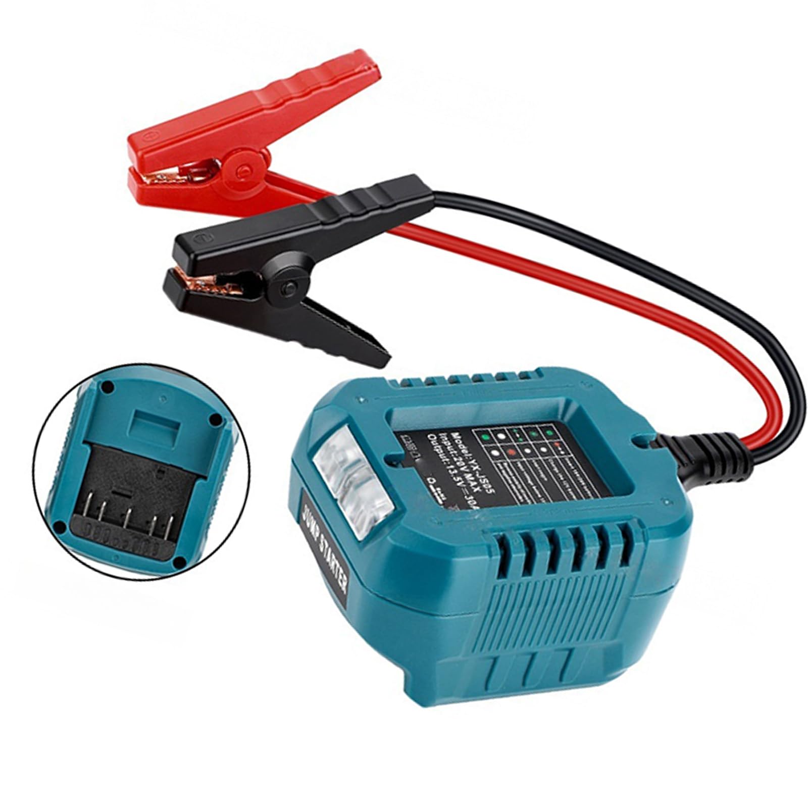 Câble de démarrage avec clip pour batterie 18 V-20 V 10 AWG, câble de démarrage automobile pour démarrage de voiture à l'aide d'outils, adaptateur de charge automobile robuste
