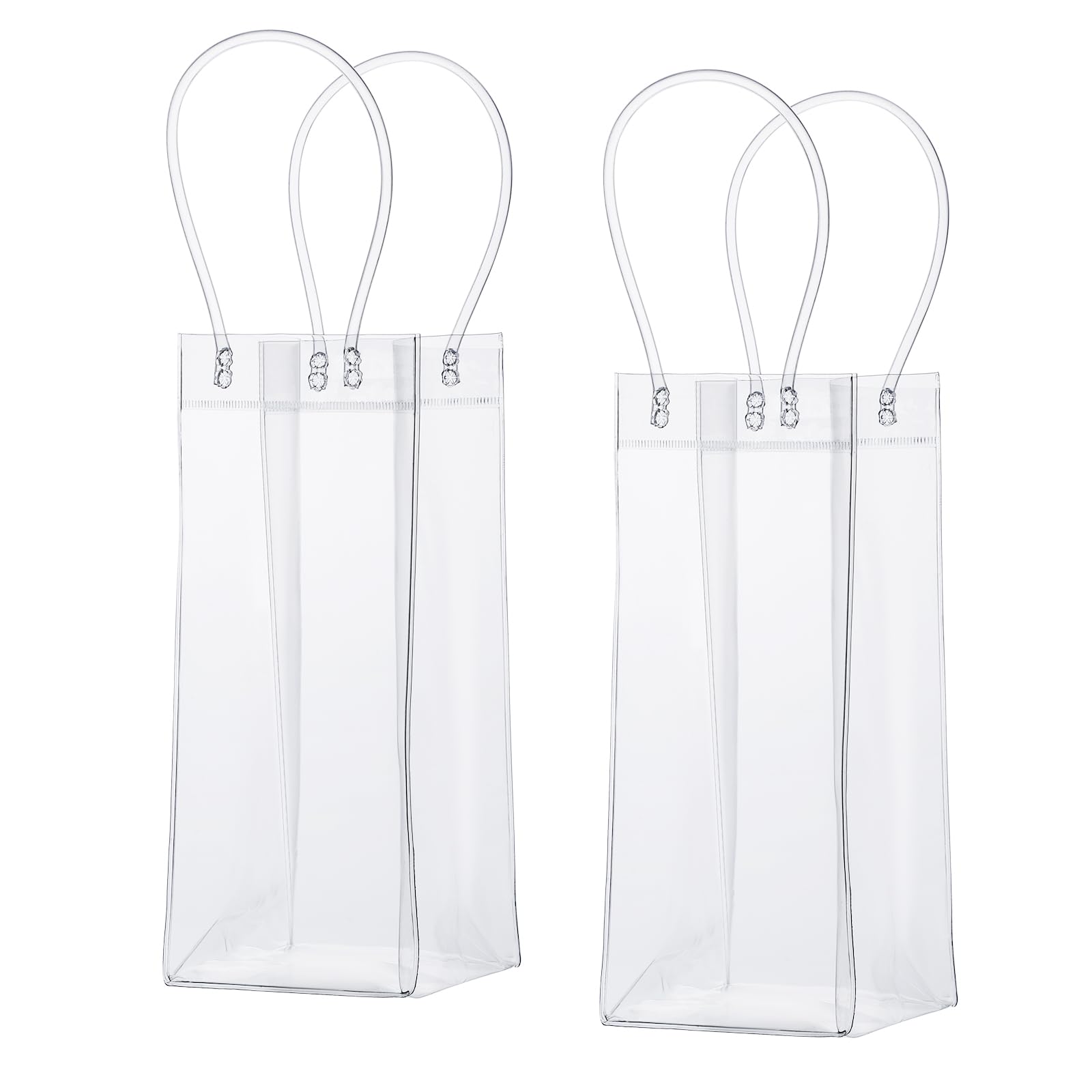 2 PCS Wine Cooler Bag, Clear Pvc Ice Wine Bag with Handle, Portable Foldable Wine Cooler Sleeve Bottle Bags for Party, Outdoor, Champagne, Cold Beer, White Wine Beverage