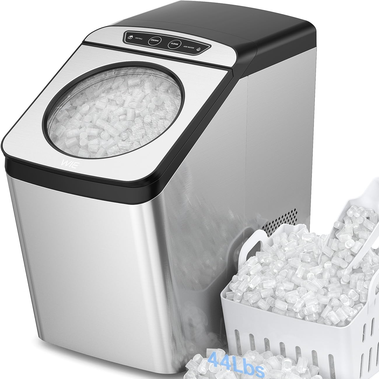 Photo 1 of ***HEAVILY USED AND MIGHT HAVE DAMAGE***
WIE Nugget Ice Maker Countertop, 44 lbs in 24 Hours, Pellet Ice Maker Machine with Self-Cleaning, 0.75 Gallon Tank & Scoop Water Line, Crushed Pebble Ice Makers for Home/Office/Bar/Party, Silver