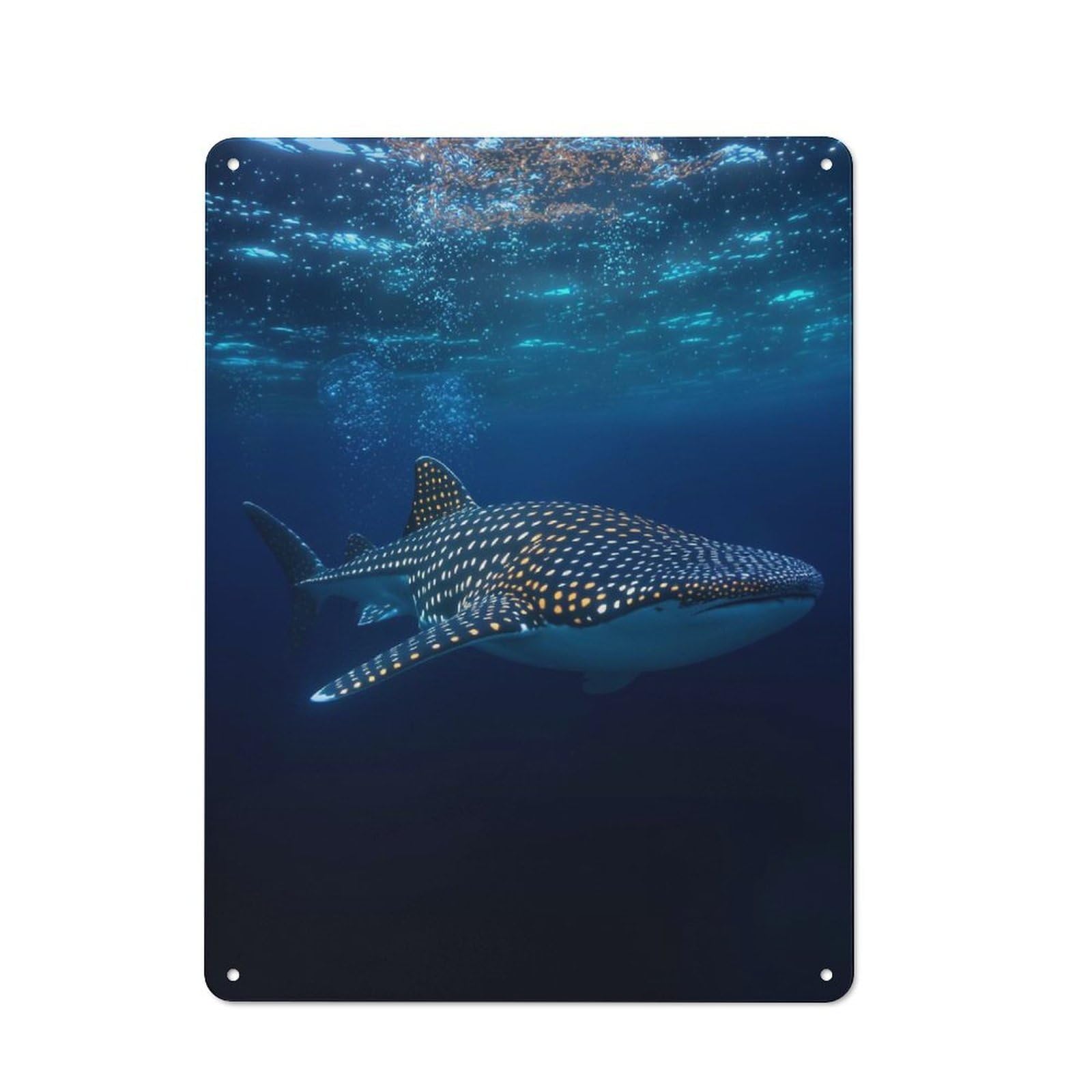 Junmoney Majestic Whale Shark In The Deep Ocean Retro Printed Metal Sign 40X30cm For Living Room Wall, Wall Decor For People Reorganising Living Room