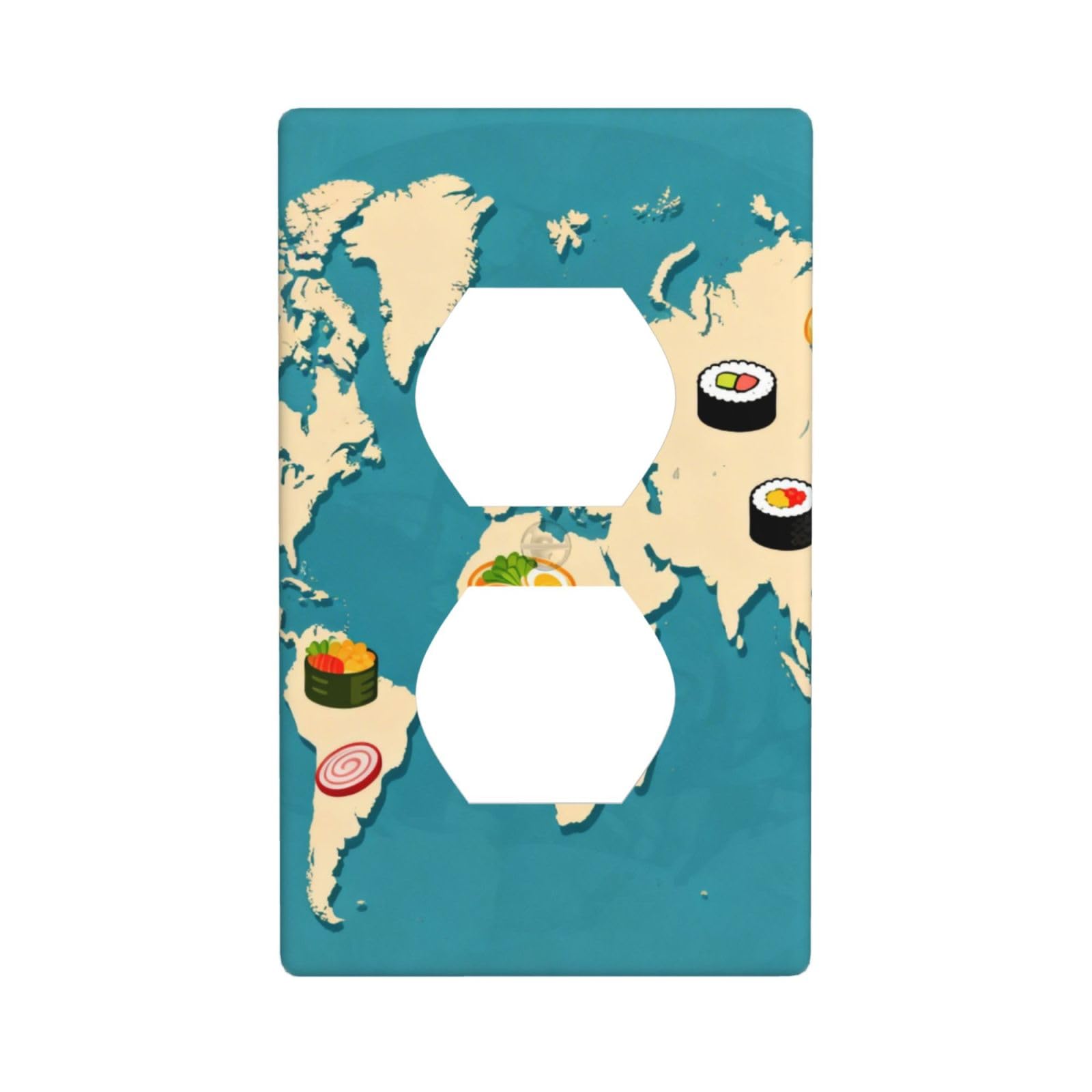 Food Map Decorative Switch Plate Cover-Unbreakable Polycarbonate Wall Plate for Home Office, 1 Gang with Screws