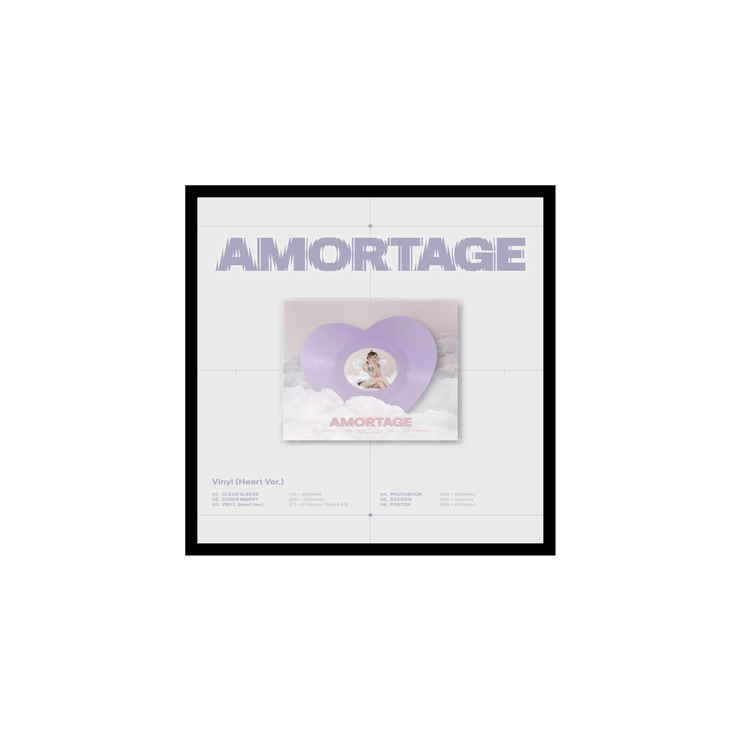 B'LACKP'INK J'isoo AMORTAGE - Mini album LP in vinile con tracciamento sigillato (versione a cuore)