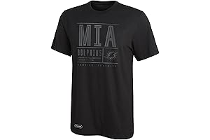 Outerstuff NFL Men's Miami Dolphins Covert Grey On Black Short Sleeve Performance T-Shirt