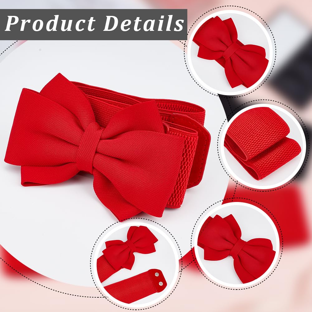 CRASPIRE 2 Colors Elastic Bow Belts Black Red Cloth Bowknot 