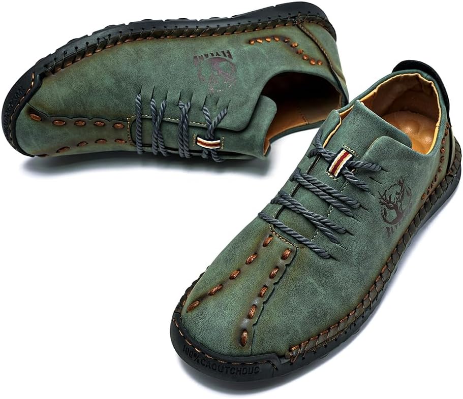 FLYLAND Men's Causal Loafers Leather Handmade Driving Oxford Flats Comfortable Walking Shoes Chukka Boots Business Work Office Shoes - Image 5