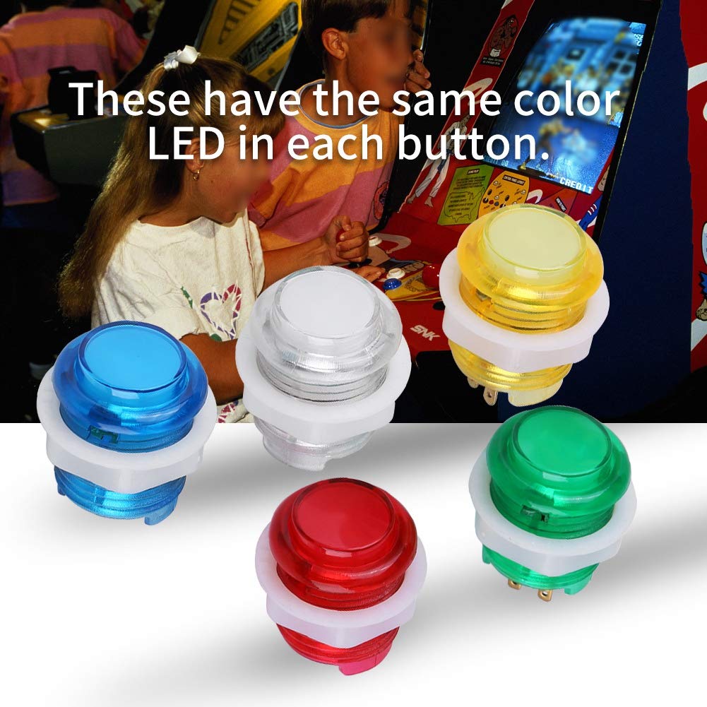 5PC 5V 24mm Jumbo LED Pulsante illuminato Interruttore a pulsante autoripristinante con microinterruttore per progetti di gioco a gettoni