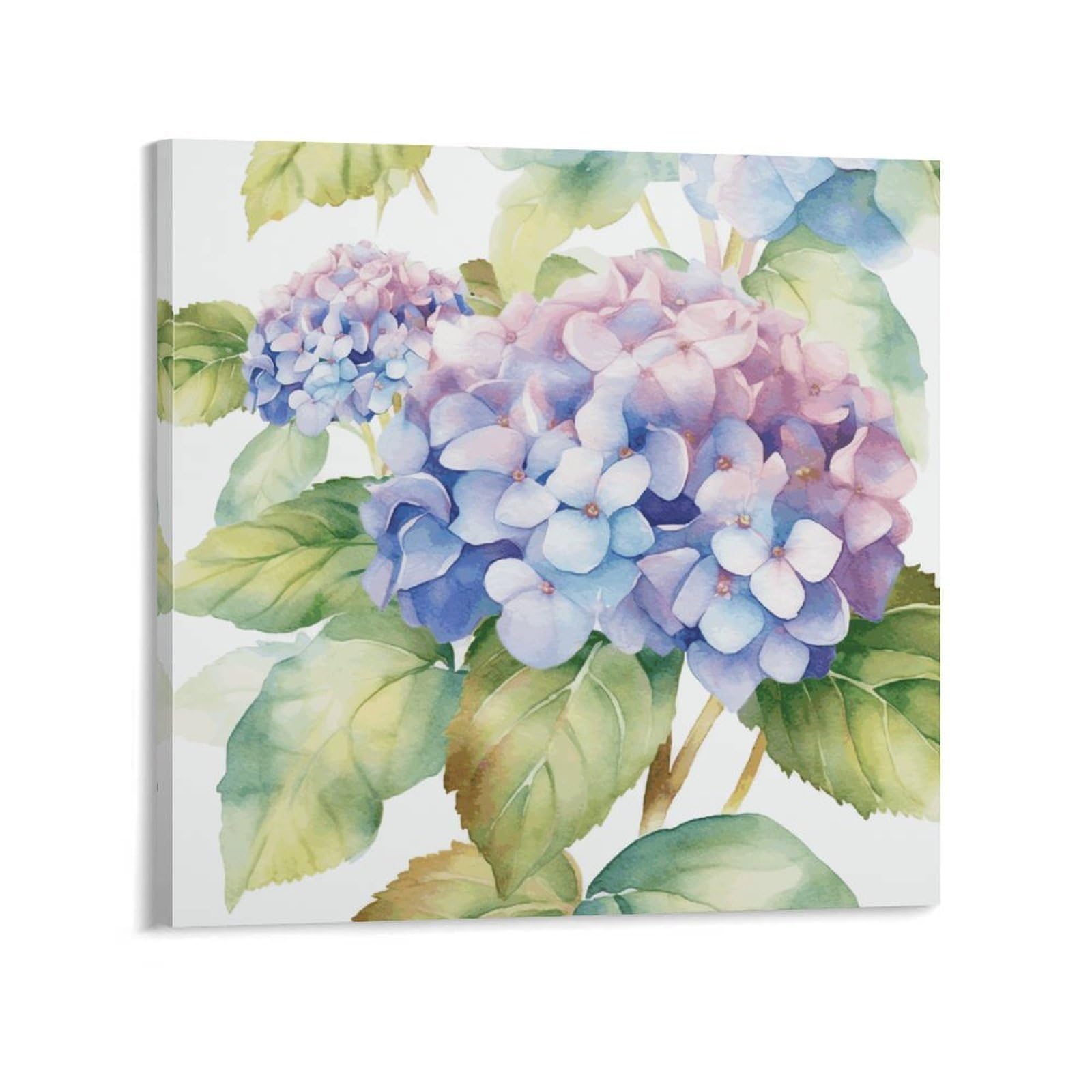 KLOPH Hydrangea Watercolor Canvas Wall Art for Living Room 08x8inch Modern Artwork Painting for Bathroom Hanging Canvas Prints Aesthetic Wallart for Bedroom Kitchen Office Wall Decor