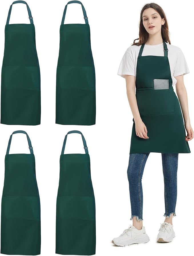 atopo 4 Packs Chef Apron, Waterproof Catering Apron with 2 Pockets