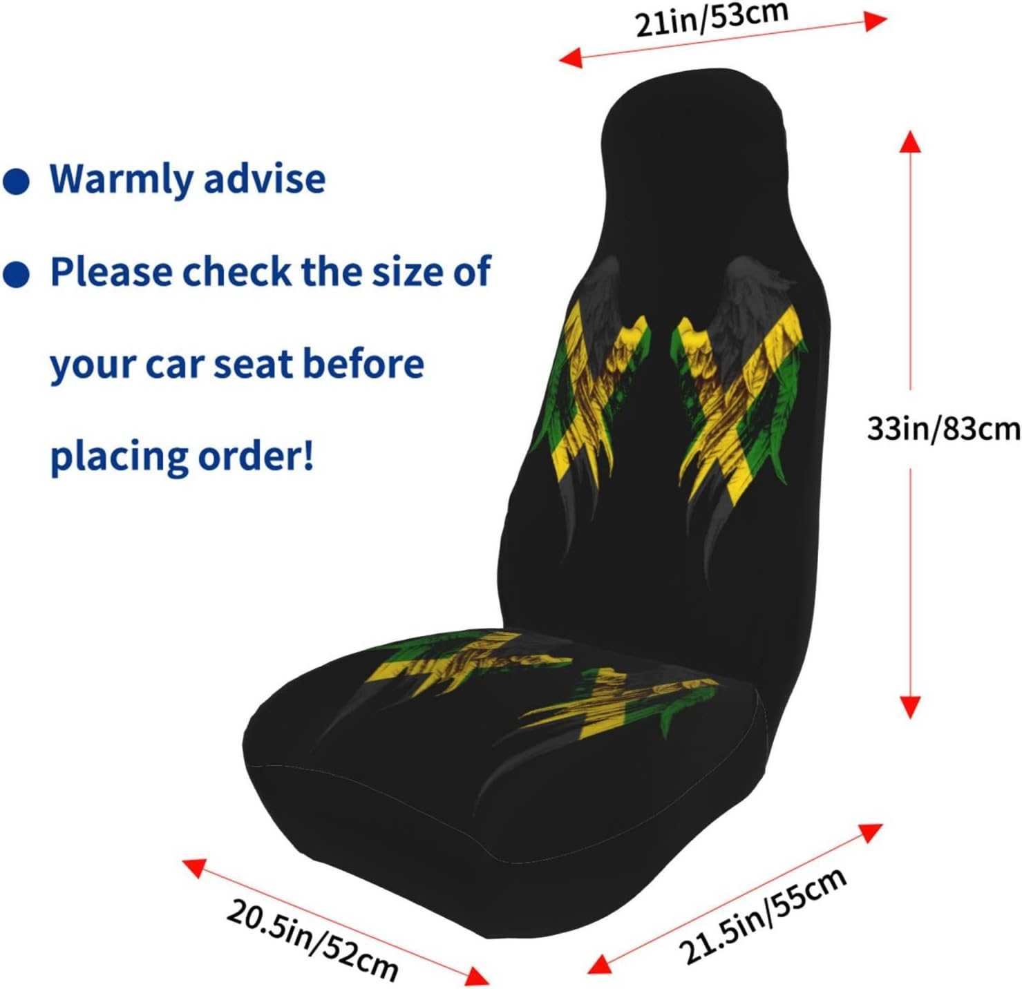 Wings Jamaica Jamaican Flags Front Car Seat Cover for Men & Women 2 Pcs Automotive Seat Covers Automotive Vehicle Cover for Cars SUV Pick-Up Truck