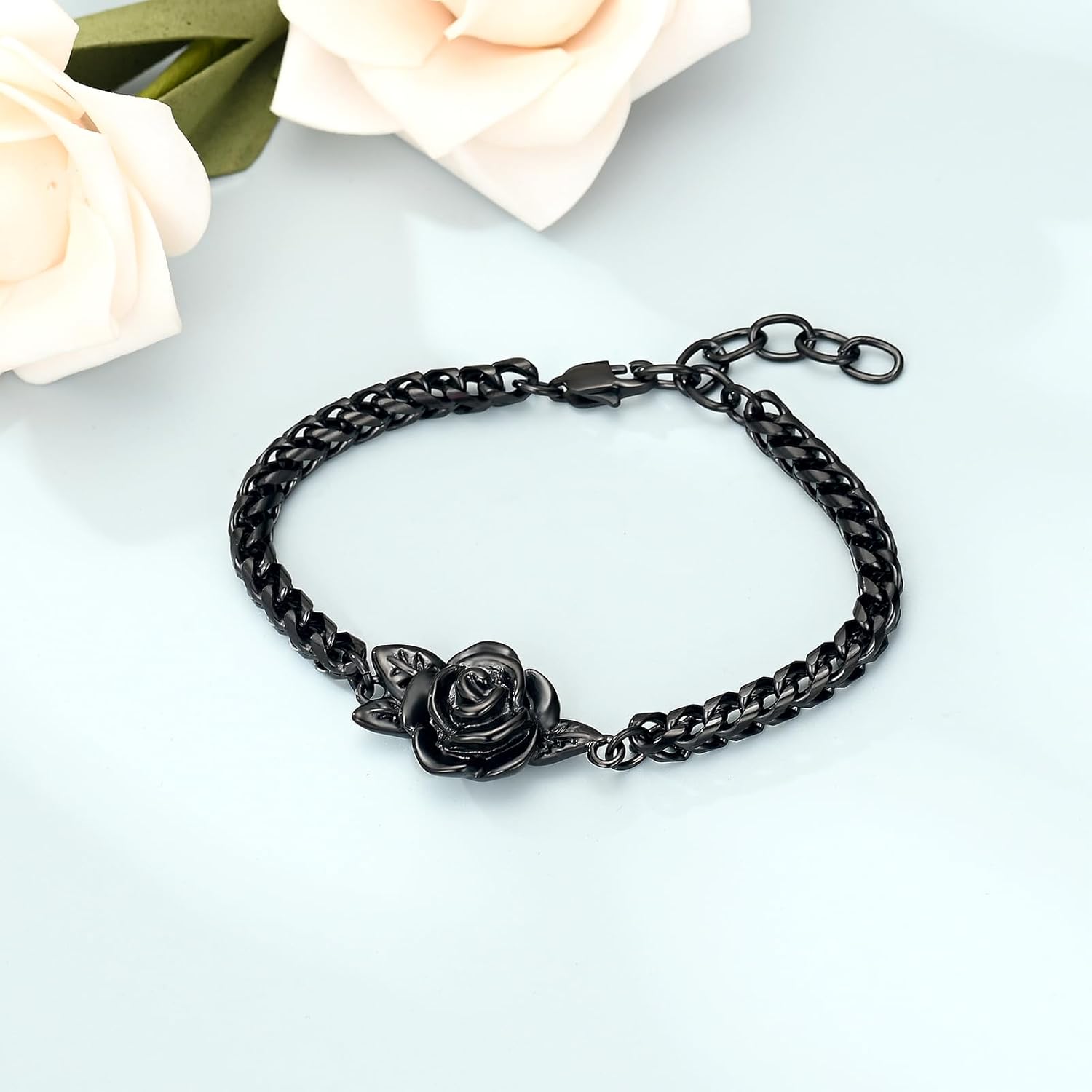 Imrsanl Rose Flower Women's Link Urn Bracelet for Ashes Stainless Steel Cremation Urn Bracelet Bangle for Ashes Keepsake Memorial Jewelry - Image 4
