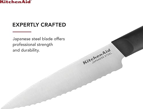 Miniatura 2 de KitchenAid Cuchillo multiusos clásico dentado con cubierta de hoja de ajuste personalizado, 8 pulgadas, cuchillo de cocina afilado, hoja de acero