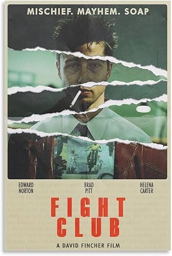 Alimard Póster estético de película clásica de Fight Club vintage, impresiones en lienzo HD para decoración estética de habitación, 12 x 18 pulgadas