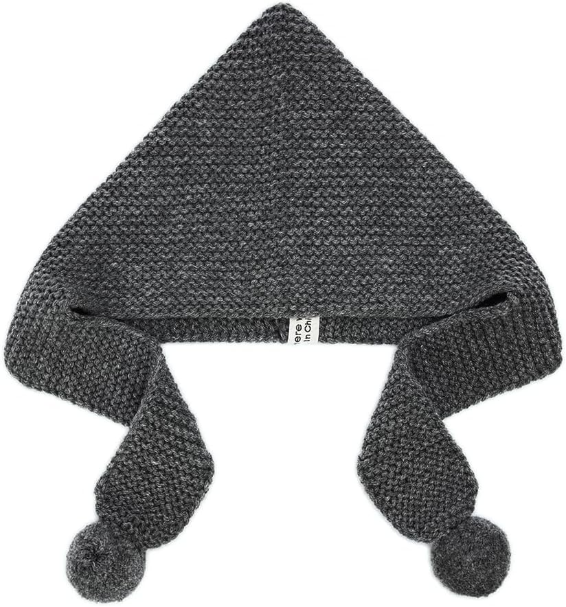 Baby Boys Girls Cashmere Wool Winter Caps Knit Hats and Scarf All in one Kids Bonnet Double Wool Ball