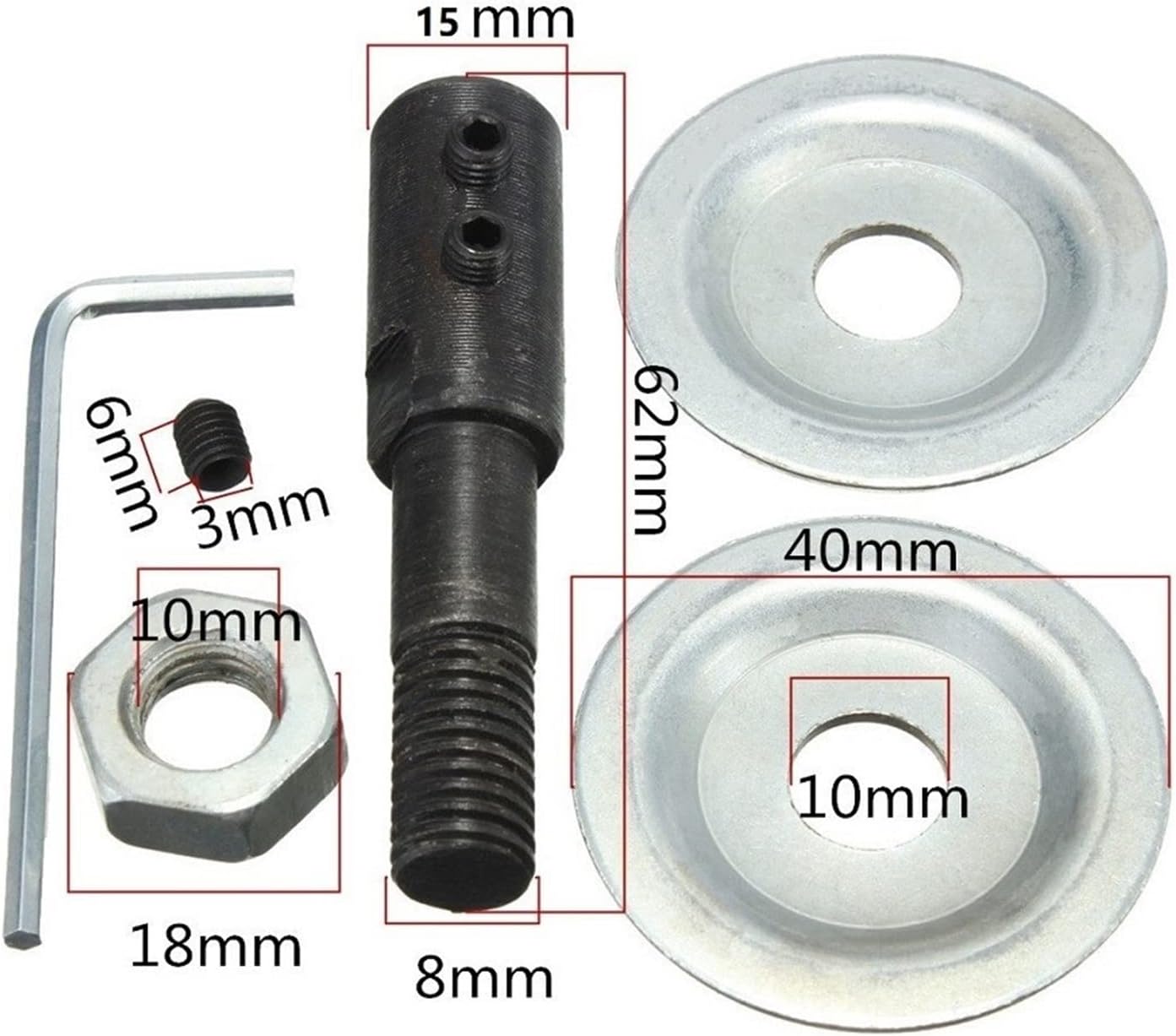 1Set Spindle Adapter Fit for Grinding Polishing Shaft Motor Bench Grinder 8x12x62mm Steel Mar28 New Grinding Machine Power Tool