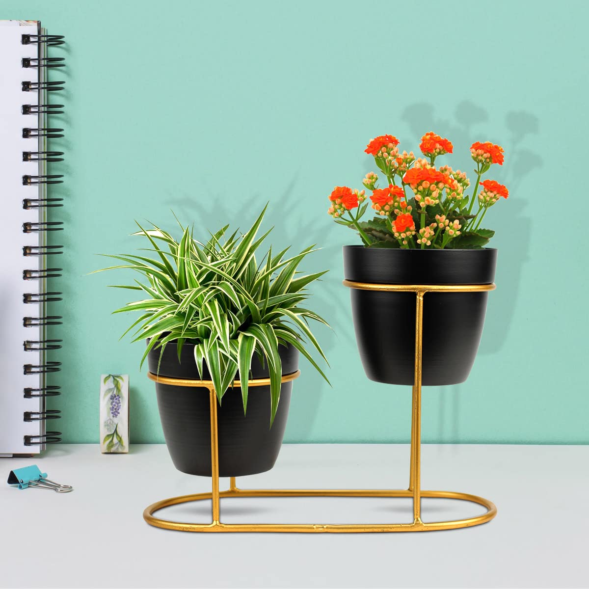 Urban Plant Stylish, Contemporary Design Metal Double Planter with Golden Stand (2 Piece Set) (Black) (B09C8KKN3C) Amazon Price History, Amazon Price Tracker