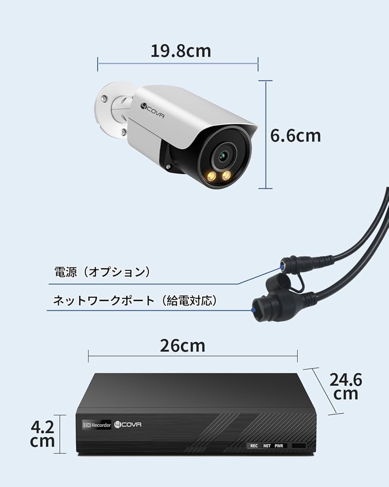 4K 800万画素・双方向通話・PoE給電・2TB HDD内蔵】4COVR 防 Amazon.co