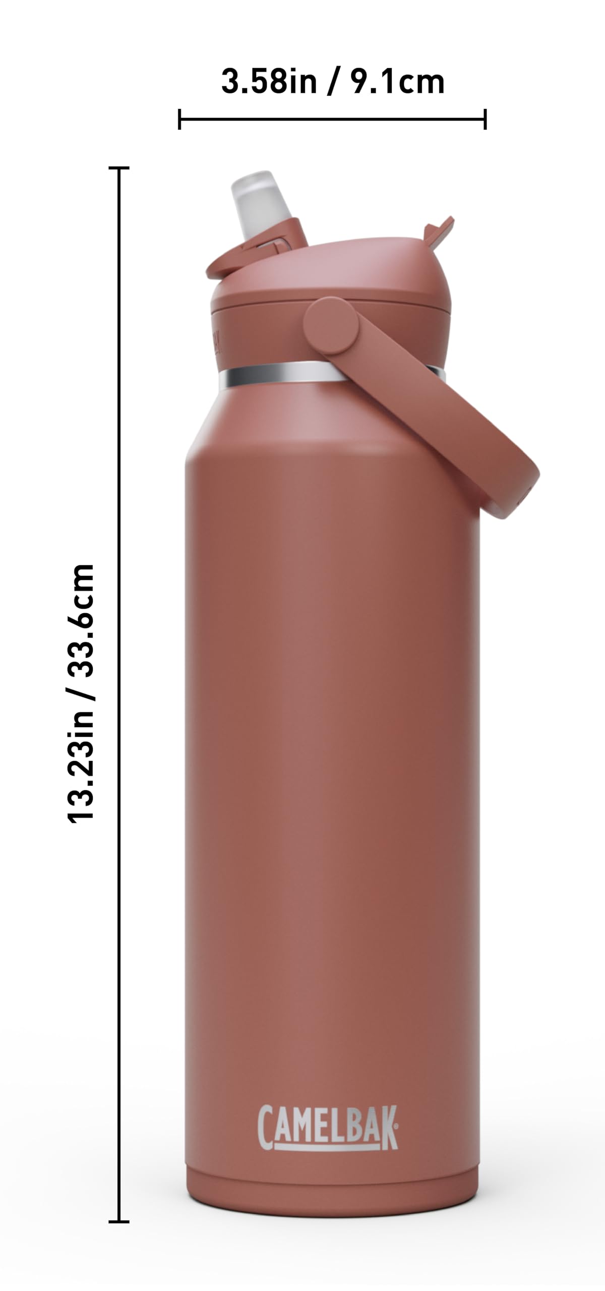 CAMELBAK Thrive Flip Straw Wasserflasche, isolierter Edelstahl, 1,2 l, Sierra Red