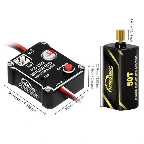 Miniatura 5 de Hobby Fans Mini ESC cepillado 30A y 050 50T cepillado motor con soporte de motor de metal para piezas de actualización de orugas Axial SCX24 124 RC