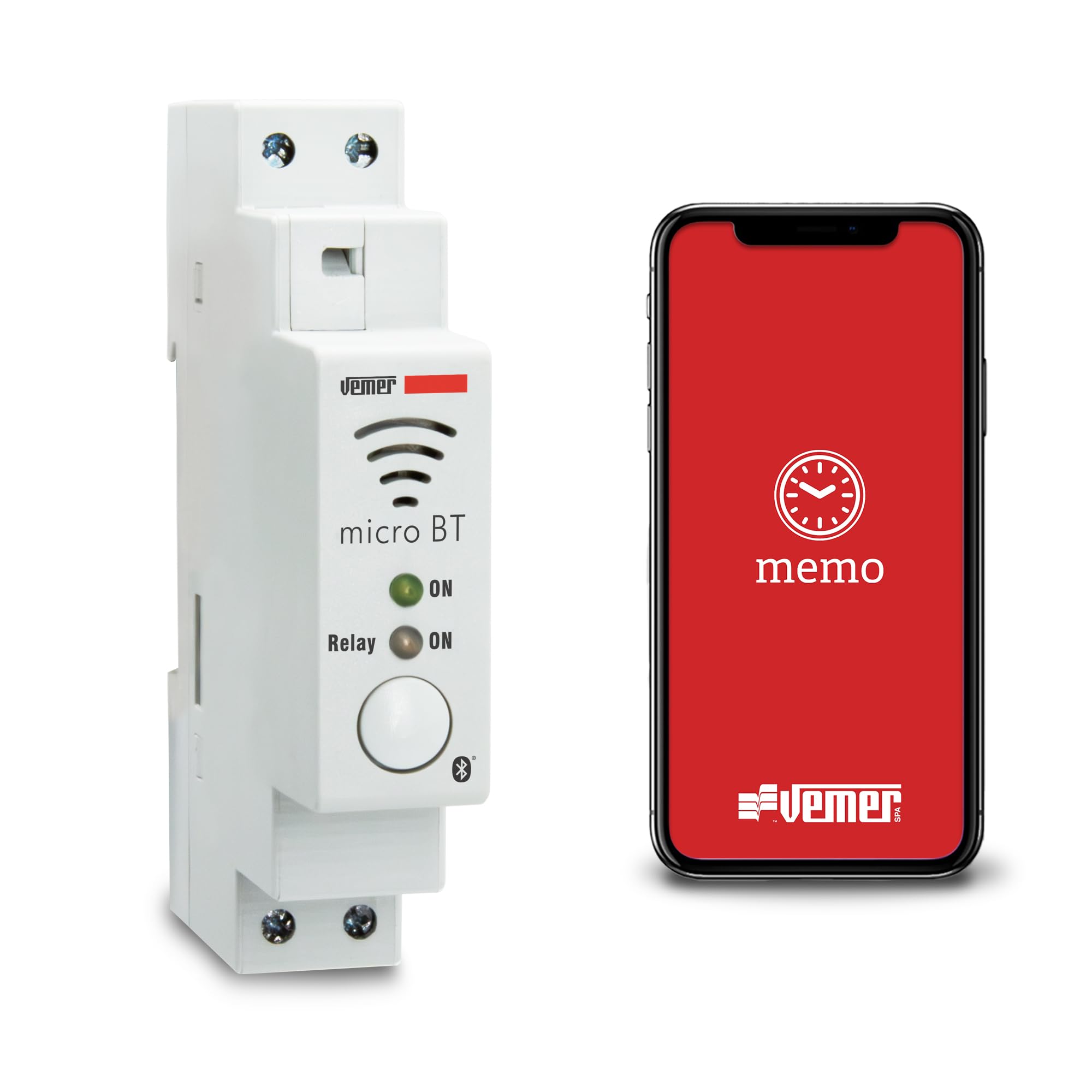 VEMER VE797200 MICRO BT - Interruttore Orario Astronomico con Bluetooth e APP dedicata, Timer da Barra DIN 1 Modulo, Bianco
