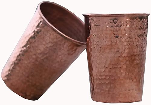 Miniatura 3 de Daddy Shoppe Vasos ayurvédicos de cobre puro para agua (juego de 2) vasos de agua vintage de buena salud martillados a mano