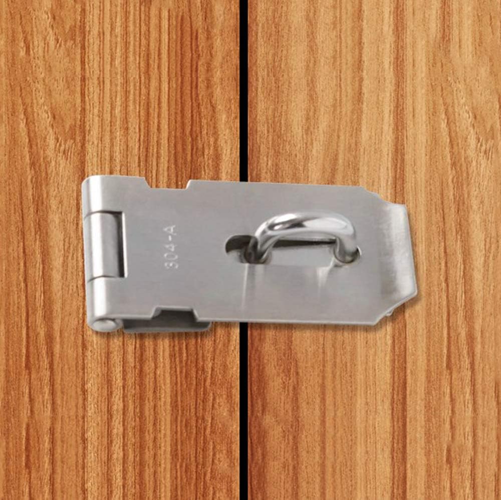 Padlock Hasp Door Clasp Door Lock Gate Latch Gate Lock Staple with Screws, Slide Bolt Door Lock Gate Latch Tiny Padlock Hasp, Stainless Steel Brushed Finish