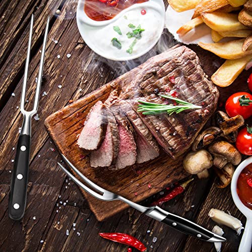 Carving Fork Meat Fork 2 Pieces Christmas Stainless Steel Serving Fork Cooking Fork With Wood Handle Classic Grill Fork With Abs Handle Xmas Black Kitchen Forks Barbecue Bbq Fork Carving Set, 12 Inch #TOP4