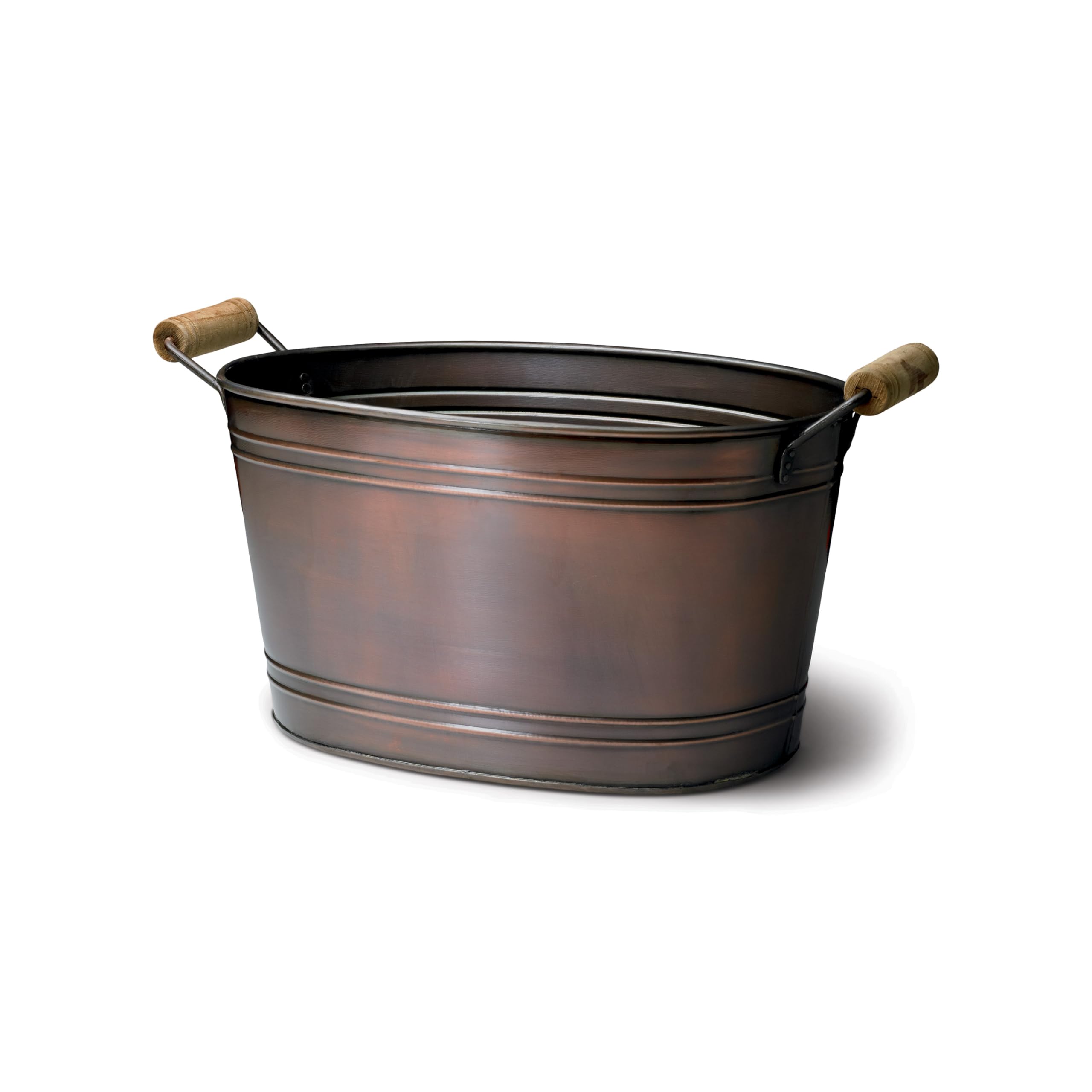 India Handicrafts 11419 Farmhouse Distressed 18 x 12 x 10 Inches Copper Aluminum Metal Beverage Party Serveware Ice Bucket Tub Organization Storage Bin, Home Kitchen Décor