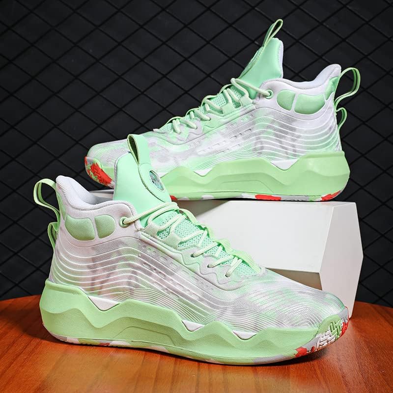 Women Men Basketball Shoes Fashion Running Sneakers Colorful Painting Sport Shoe Green Size 10