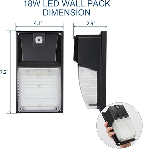 Miniatura 5 de Dakason - Paquete de pared LED de fotocélula del atardecer al amanecer, 18 W para iluminación de porche al aire libre, 2160 lúmenes, sustituye a 60