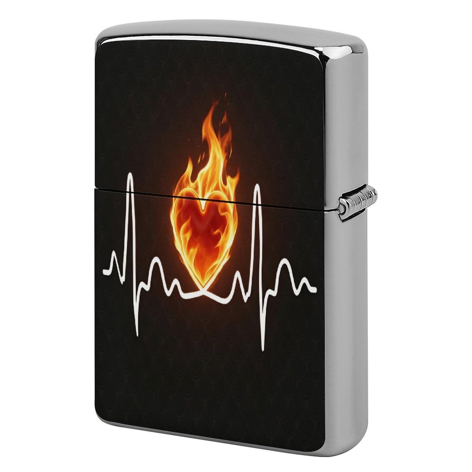 Btcowzrv Style Heartbeat Wave Metal Lighter Case Sleeve Cover Holder