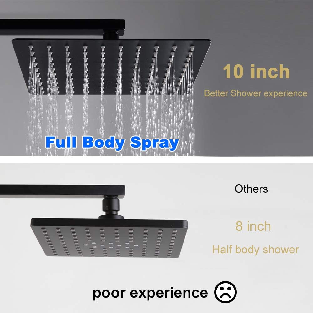 70% Off Everything Ceiling Mount Shower Only Faucet Set Matte Black Bathroom Rainfall Shower System with 10 Inch Shower Head and Handle Set Single Function Mixer Shower Trim Kit with Rough-in Valve