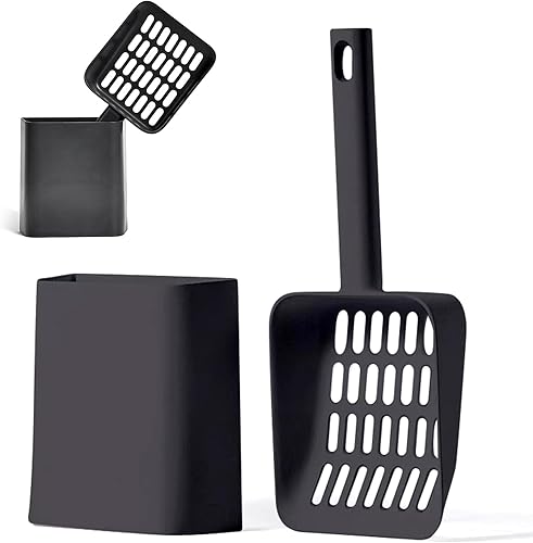 Cat Pooper Scooper, 2 in 1 Cat Litter Scoop with Holder Stand Cat Stuff Cat Scooper for Litter Box Cat Accessories Cat Supplies Kitty Litter Scoop Heavy Duty and Easy Clean Scoop Away Cat Litter