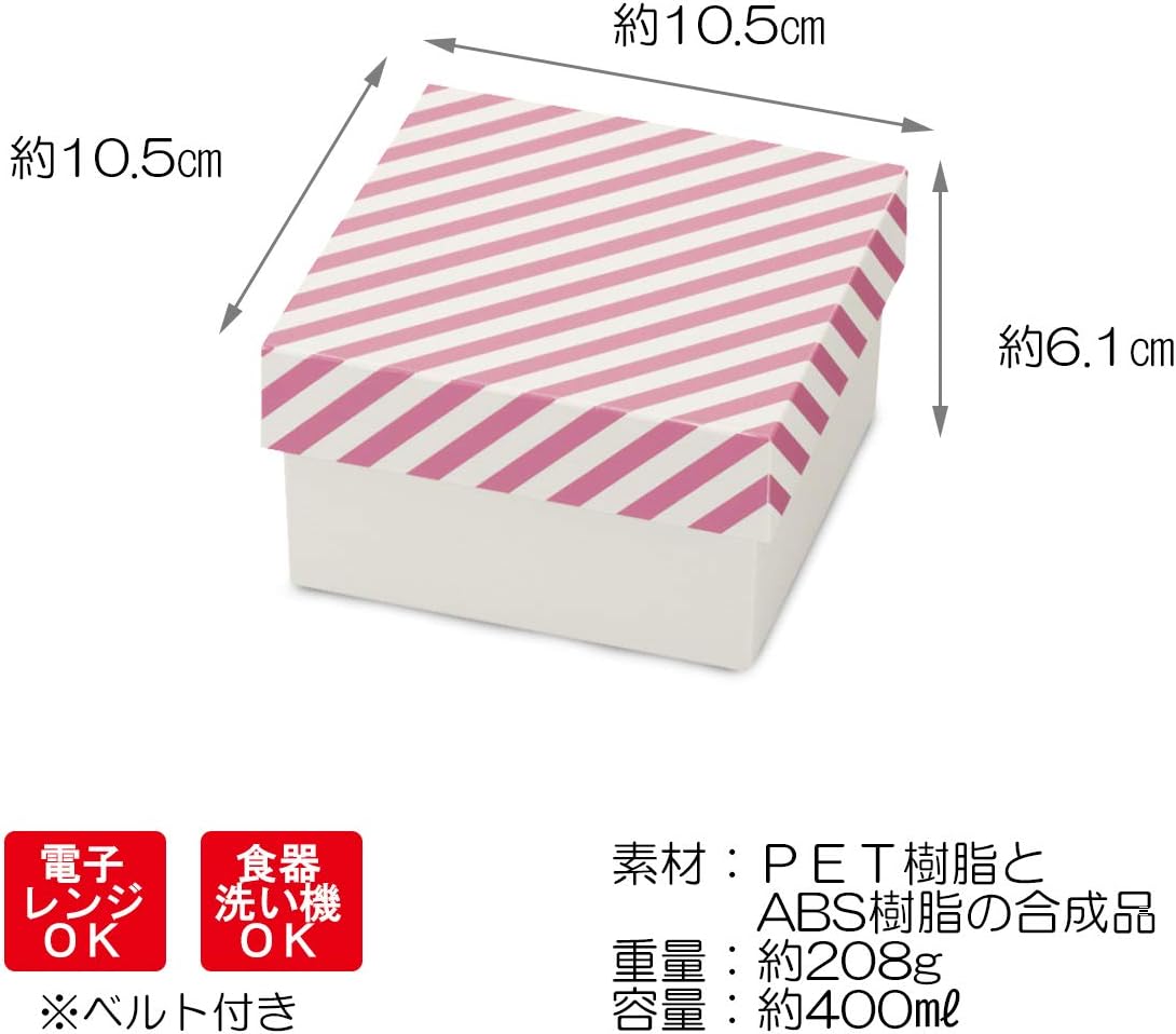 CTC-119541 Bento Box, Hako Style, M Stripe, Pink